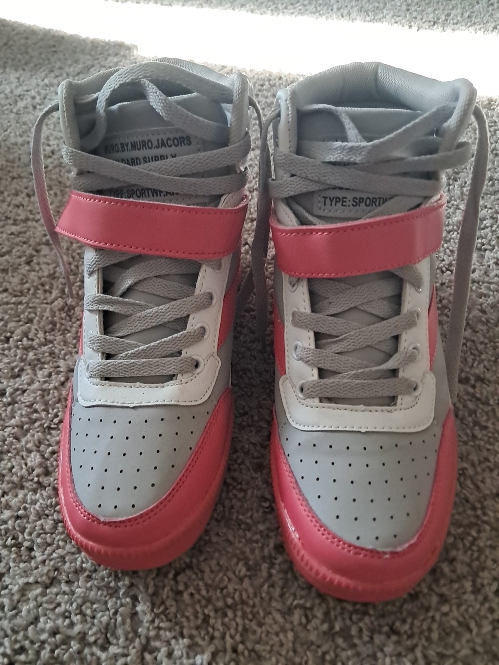 Kids High-Top Sneakers in Gray and Pink